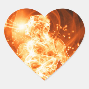 Fire Man Herz-Aufkleber