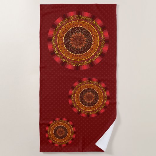 Fire Mandala Beach Handtuch (Vorderseite)