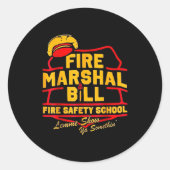 Fire Marshal Bill Safety School Funny Firefighter  Runder Aufkleber (Vorderseite)
