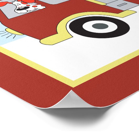 FIRE MOTOR LKW Boys Kunstraum Print with dog Poster (Ecke)