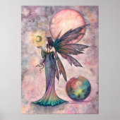 Fire Opal Moon Fairy Fantasy Kunst, Dichtung und M Poster (Vorne)