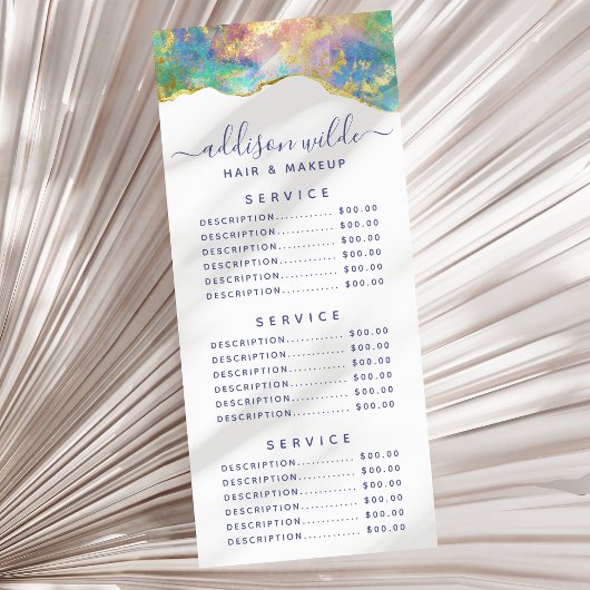 Fire Opal Rainbow Gemstone Business Menu Werbekarte