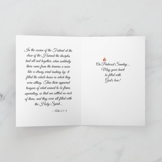 Fire or Flame and Heart with Quote Pentecost Karte (Innenseite)