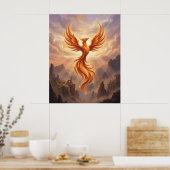 Fire Phoenix Sacred Cliffs Poster (Küche)