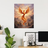 Fire Phoenix Sacred Cliffs Poster (Heimbüro)