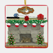 Fire Place Bobber Lights Weihnachten Keramikornament (Vorderseite)