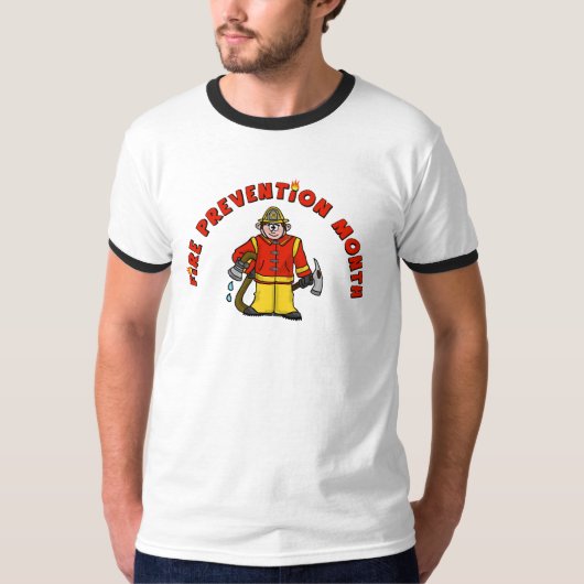 Fire Prevention Month Cartoon Fireman Tshirt Ver1 (Vorderseite)