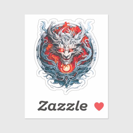 Fire Red Flame Mythical Dragon Head Aufkleber (Blatt)