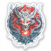 Fire Red Flame Mythical Dragon Head Aufkleber (Vorderseite)
