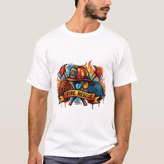 Fire Rescue Graffiti Street Art T-Shirt (Vorderseite)