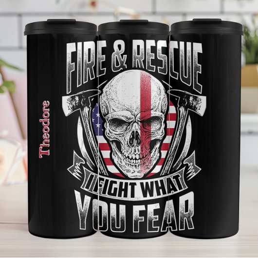 Fire Rescue Skull Design Thermosbecher