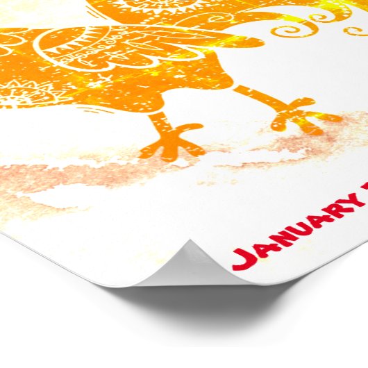 FIRE ROOSTER BIRTHDAY POSTER (Ecke)