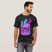 Fire Skull Smoke Pink Skeleton Flames T-Shirt (Vorne ganz)