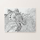 Fire Spitter Dragon Lineart Farbe Ihre eigene Puzzle (Horizontal)