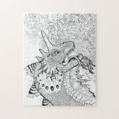 Fire Spitter Dragon Lineart Farbe Ihre eigene Puzzle (Vertikal)