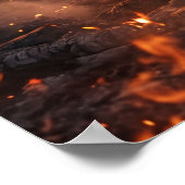 Fire Tiger Burning Wilderness Poster (Ecke)