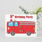 Fire Truck 5. Geburtstag Einladung (Stehend Vorderseite)