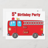 Fire Truck 5. Geburtstag Einladung (Vorne/Hinten)