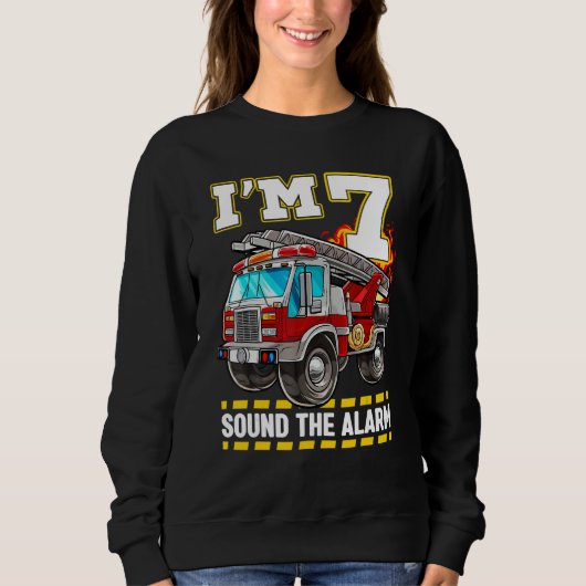 Fire Truck 7th Birthday Boy Toddler Firefighter 7 Sweatshirt (Vorderseite)