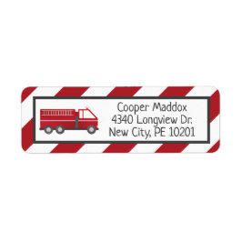 Fire Truck Address Labels for Firefighter Birthday