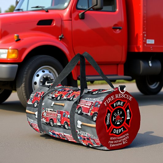 Fire Truck Axe Pattern Personalized Duffle Bag