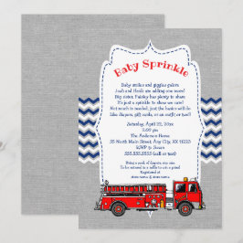Fire Truck Baby Sprinkle Einladung, marinebräu Einladung
