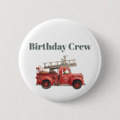 Fire Truck Birthday Firetruck Party Button (Vorderseite)