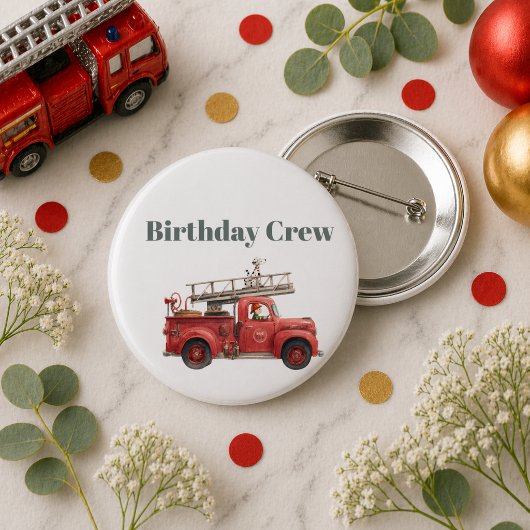 Fire Truck Birthday Firetruck Party Button