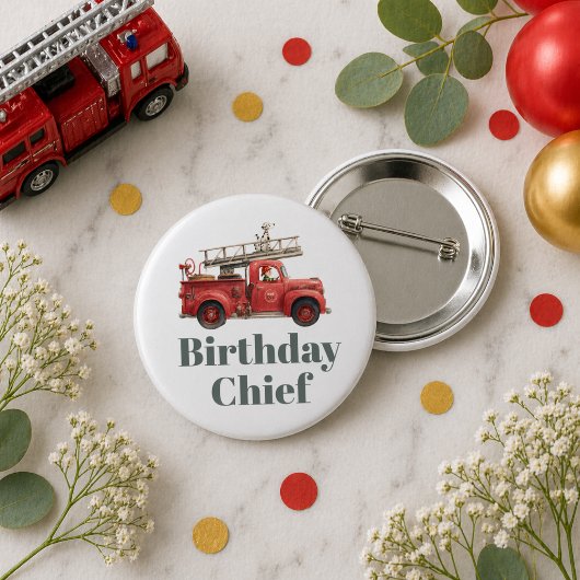 Fire Truck Birthday Firetruck Party Button
