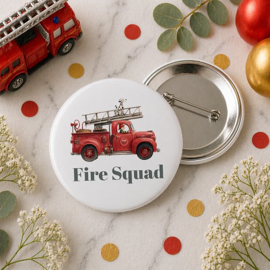 Fire Truck Birthday Firetruck Party Button