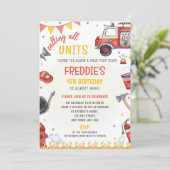 Fire Truck Birthday Invitation - Sound the Alarm Einladung (Stehend Vorderseite)