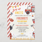 Fire Truck Birthday Invitation - Sound the Alarm Einladung (Vorne/Hinten)