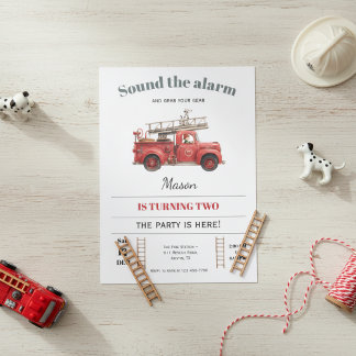 Fire Truck Birthday Invitation Sound the Alarm Einladung