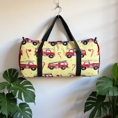Fire Truck Candy Cane Personalized Duffle Bag