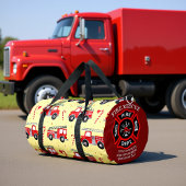 Fire Truck Candy Cane Personalized Duffle Bag