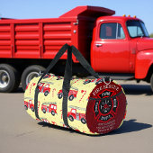 Fire Truck Candy Cane Personalized Duffle Bag