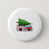Fire Truck Christmas Tree Xmas Lights Firefighter  Button (Vorderseite)
