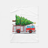 Fire Truck Christmas Tree Xmas Lights Firefighter Fleecedecke (Vorderseite)