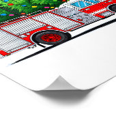 Fire Truck Christmas Tree Xmas Lights Firefighter Poster (Ecke)