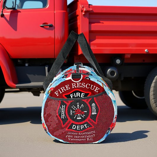Fire Truck Clouds Duffle Bag