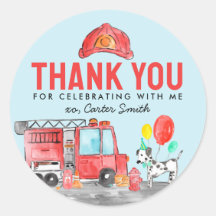 Fire Truck Firefighter Dog Thank You Kids Birthday