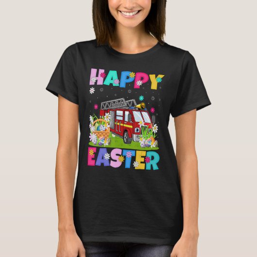 Fire Truck Happy Easter Bunny Fire Truck Easter S T-Shirt (Vorderseite)