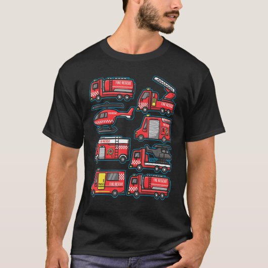 Fire Truck Trucker trailer Ladder kids adults Men T-Shirt (Vorderseite)