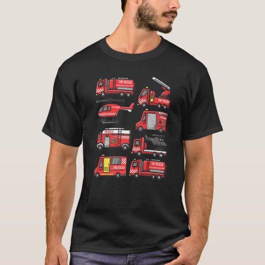 Fire Truck Trucker trailer Ladder Toddler Kids Boy T-Shirt (Vorderseite)