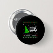Fire Truck Xmas Tree Lighting Ugly Christmas Sweat Button (Vorne & Hinten)