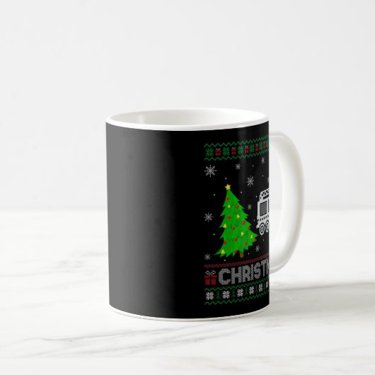 Fire Truck Xmas Tree Lighting Ugly Christmas Sweat Kaffeetasse (VorderseiteRechts)