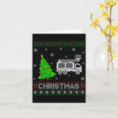 Fire Truck Xmas Tree Lighting Ugly Christmas Sweat Karte (Gelbe Blume)