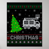Fire Truck Xmas Tree Lighting Ugly Christmas Sweat Poster (Vorne)