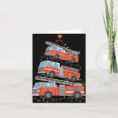 Fire Trucks Christmas Tree Lights Xmas Firefighter Karte (Vorderseite)