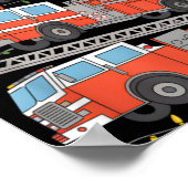 Fire Trucks Christmas Tree Lights Xmas Firefighter Poster (Ecke)